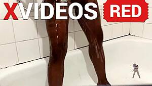 Real amateur sexy black legs shower butt naked with long beautiful legs.