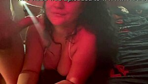 Wife teases another guy while cuckold hubby masturbates