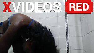 Real amateur sexy black legs shower butt naked with long beautiful legs.