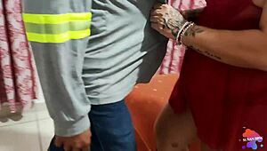 Novinho rushes home to fuck me hard in the living room!