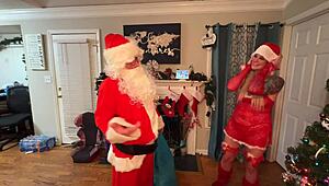 Hey, check out santas little helper teasing with blowjob and masturbation. behind scenes fun.
