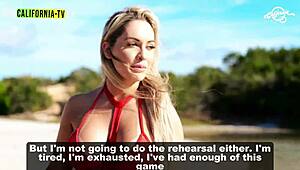 Blonde girl gets excited in california usa