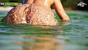 Blonde girl gets excited in california usa