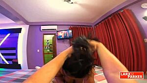 Blooper during latina blowjob in casting interview, camera missed angle