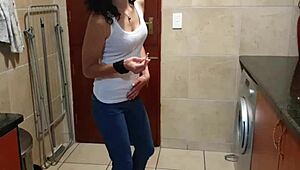 pisswhore peeing in her jeans smoking stripping