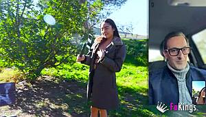 Allison Sweet Hunts for Cock Among Followers, Flashing Tits on the Street