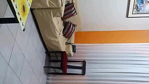 Sexy and sweet transsexual in lingerie outdoors.