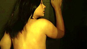 in a french pov scene, a young brunette bends over in the bathroom for european femdom instruction