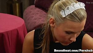 Blonde Maid Kissing Mistress's Pussy After Cleaning?