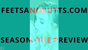 teen worships sexy feet and toes, licking and sucking on butts in fetish scene