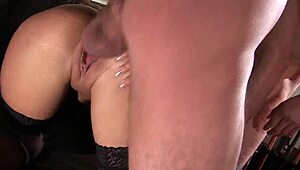 Amanda Bleack In Stockings Gets Blowjob, Doggystyle, And Facial From Two Dicks