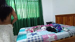 Beautiful Latina Milf Strips Naked, Showing Big Ass