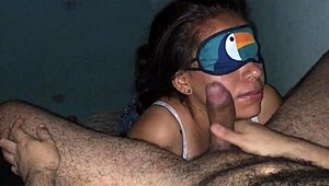 cock sucking slut blindfolded!!