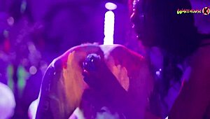 neon party escalates with college girls