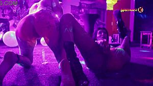 neon party escalates with college girls