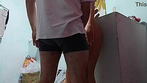 the fat latina stepmom shows off her curvy body and big ass when dad is away