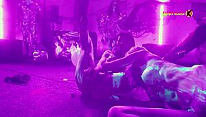 neon party escalates with college girls