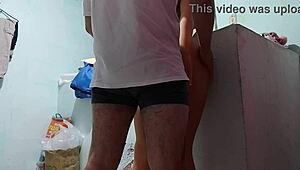 the fat latina stepmom shows off her curvy body and big ass when dad is away