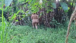 Big Ass Latina Dances Naked in Garden!