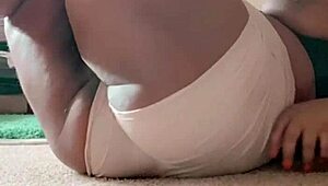 horny bbw housewife teasing with striptease showing off big ass and tits