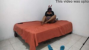 Rebellious 18-year-old student bent over in doggystyle with dry dark pussy