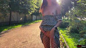 Flashing Ass Plug In Pantyhose Outdoors 😈