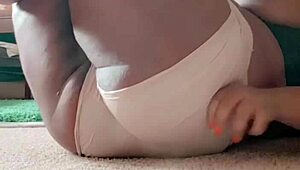 horny bbw housewife teasing with striptease showing off big ass and tits