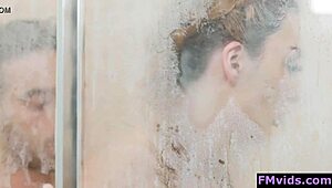 Sexy babe enjoys a hot shower with relaxing massage