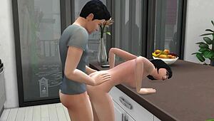 Horny girlfriend fucked roughly after lunch.