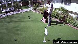 Cheating Latina Gabby Quinteros Caught Fucking Lawn Guy With Boobs And Cumshot