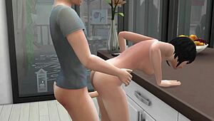 Horny girlfriend fucked roughly after lunch.