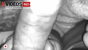 housewife in housecoat does blowjob on couch