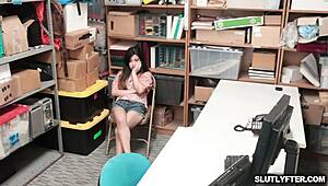 the shoplifter jasmine gomez receives a hardcore blowjob punishment.