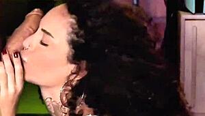 Brunette Latina Gags On Deepthroat