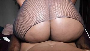 Big booty amateur ebony in fishnet stockings sucks and fucks peter longs black cock