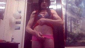 Skinny Tranny Rides Black Dildo Till Cumming