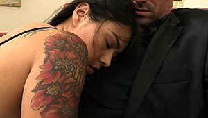 asa akira says, 'fuck me dana' while getting blowjob