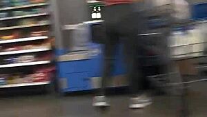 Blonde milf showcases her nice ass in tight spandex, turning heads with every move.