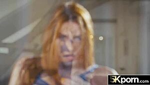 redhead babe charlie red gets blowjob and creampied in hardcore session