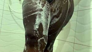 i'm in the bathroom, bent over with my curvy big tits neighbor, pounding her wet pussy doggystyle after shower fetish play.