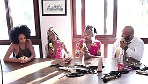 Black Couple Enters Porn in Sheer Red Outfits!