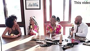 Black Couple Enters Porn in Sheer Red Outfits!