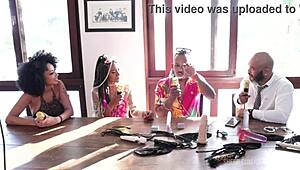 Black Couple Enters Porn in Sheer Red Outfits!