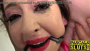 Nasty subslut gagged for spanking and anal destruction 😈