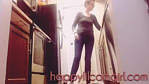 Tall Girl Ignores You While Cleaning Kitchen, Giantess Webcam Domination in Action