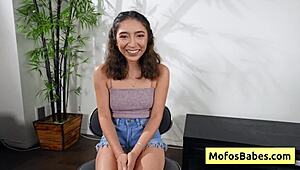 petite teen spreads pussy lips 😈