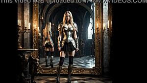 Black Blowjob Scene in Costumes with Erotic Fantasy Elements Featuring Mirror Monster Cosplay and Parody Music.