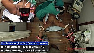 Tampa University requires entrance physical where Tori Sanchez spreads in shower for close-up check