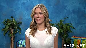 Adorable Teen Gets Oiled Up for Nuru Massage Leading to Rough Pussy Fucking