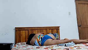 Wife shows off big ass and natural tits alone